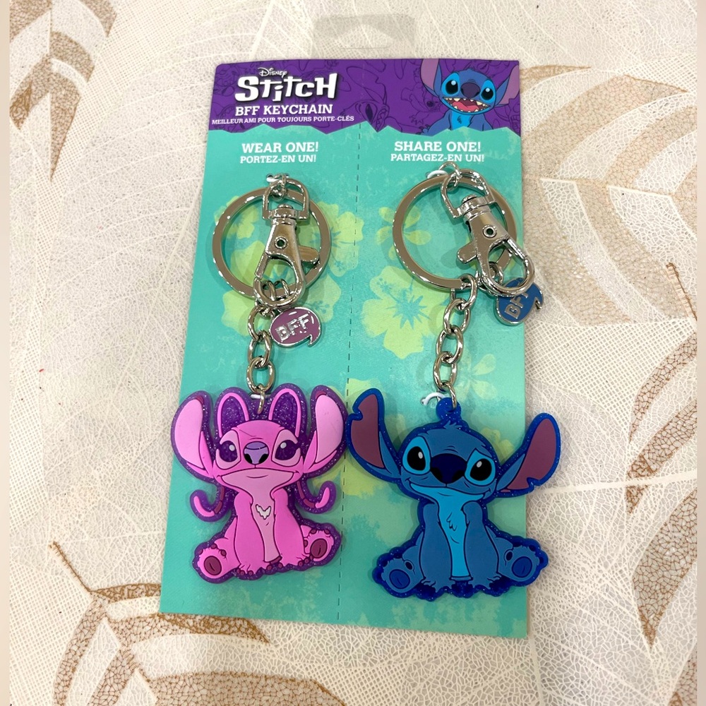 Disney Stitch BFF Keychain Set - Pink and Blue